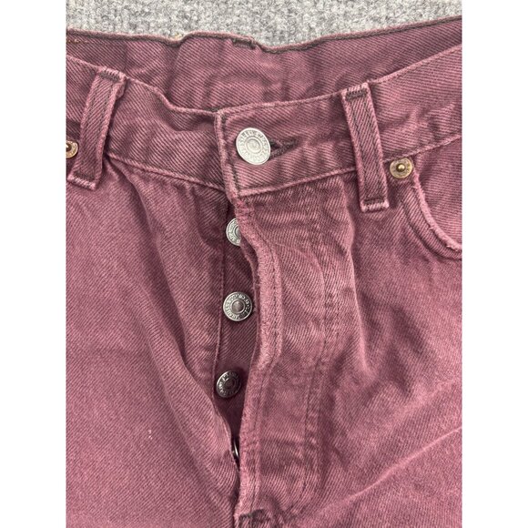 Levis 501 Shorts Womens 29 Purple High Rise Button Fly Distressed Denim Raw Hem - Picture 2 of 7